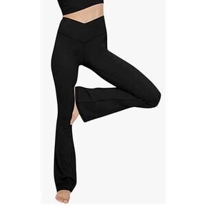 TOPYOGAS Women's Casual Bootleg Yoga Pants V Crossover High Waisted Leggings NWT